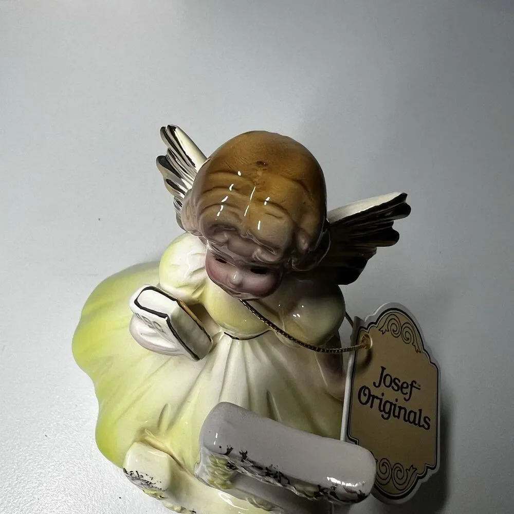 Josef Originals Birthday Girl Angel Age 5 Fifth Year ABC Book Figurine Box Tag